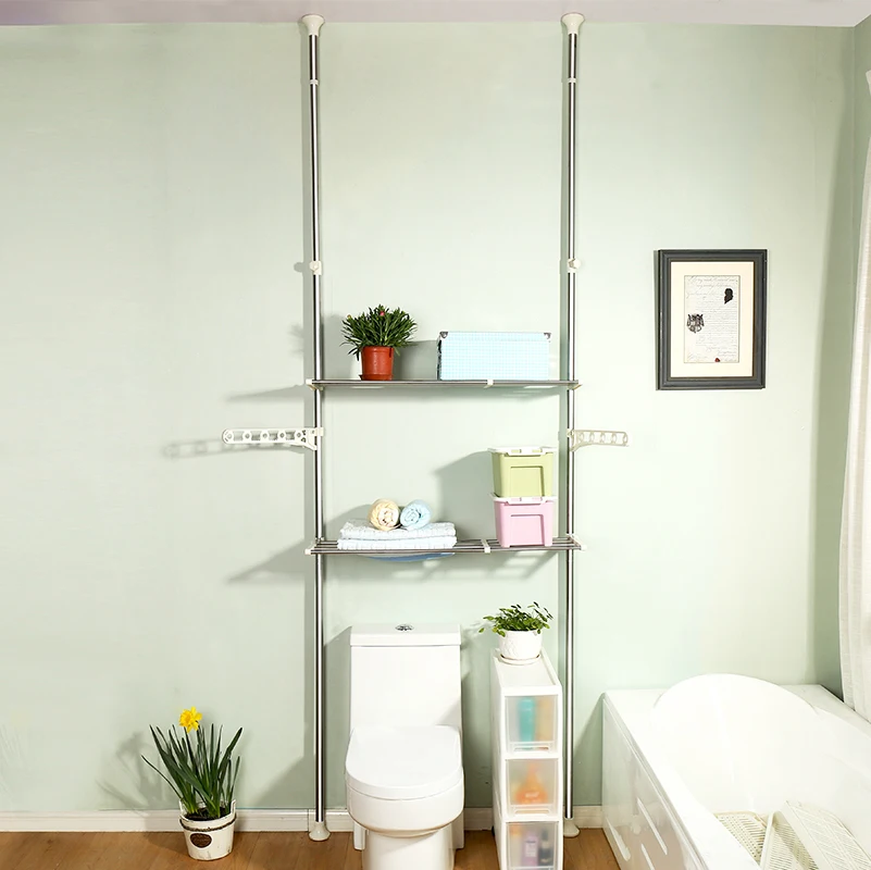 Напольная стойка для ванной комнаты Двухуровневая полка хранения на