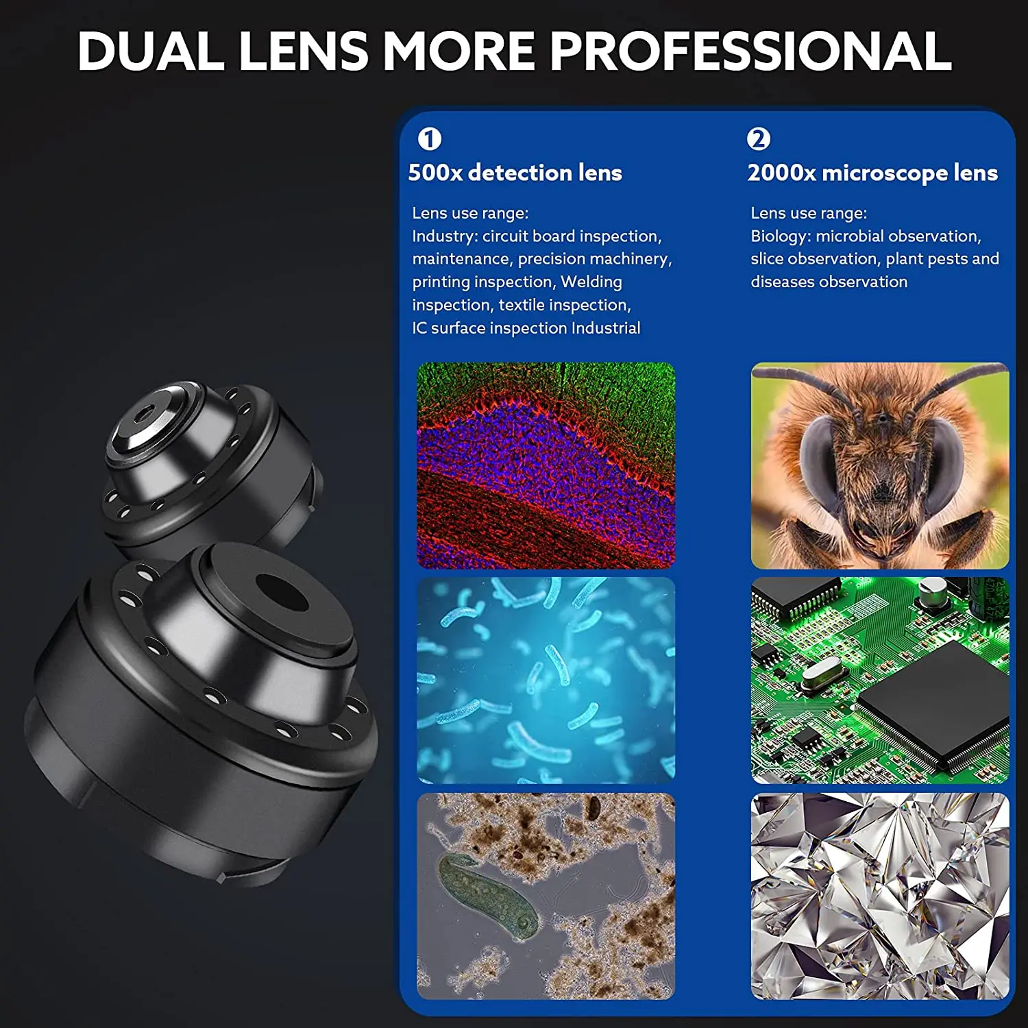 Биологический цифровой микроскоп 2000X с Wi-Fi USB цифровыми и микробактериальными