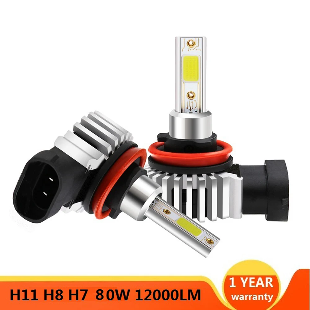 

2Pcs 60W 12000LM Car LED Headlight Bulbs H11 9006 HB4 9005 HB3 H4 H7 H8 H9 H1 Mini Headlight Kit 4300K 6000K Fog Light