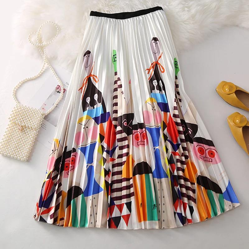 Женская длинная Плиссированная юбка средней длины с высокой талией в