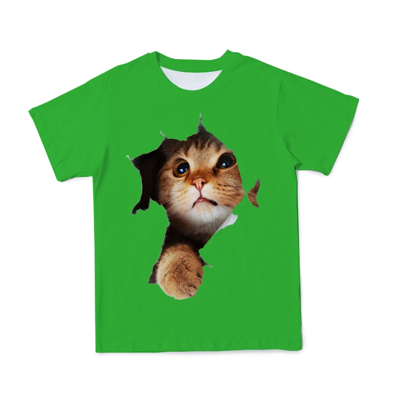 

2021 3D Men's Animal Kitten Summer New Printed T-Shirt Super Cute Cat Fashion Short-Sleeved O-Neck Casual Clus Size Customized