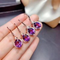 black angel 925 silver mysterious purple fire drop earrings for women amethyst gemstone earrings jewelry gift dropshipping