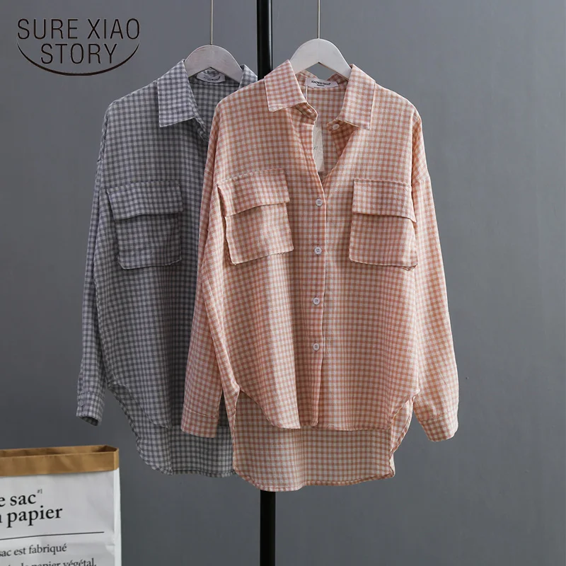 Винтажные женские рубашки, Blusas Roupa, весенние женские летние блузки, корейские женские Топы с длинным рукавом и блузки, женские топы 6658 50