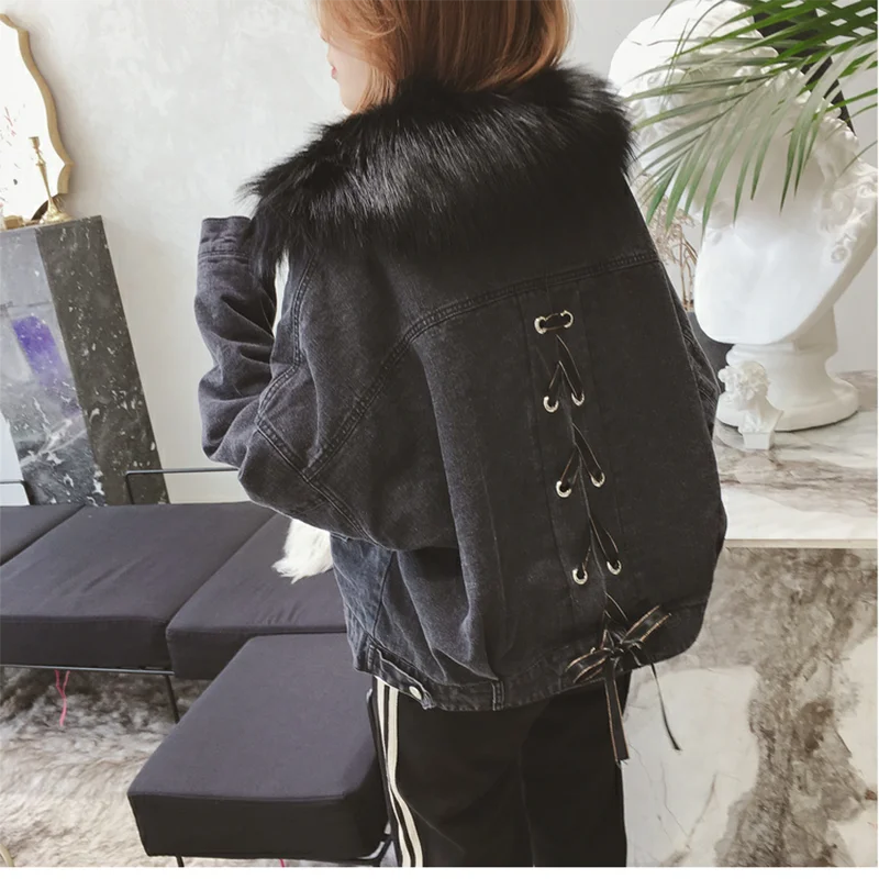 Свободная теплая джинсовая куртка с капюшоном женская зимняя модная Толстовка