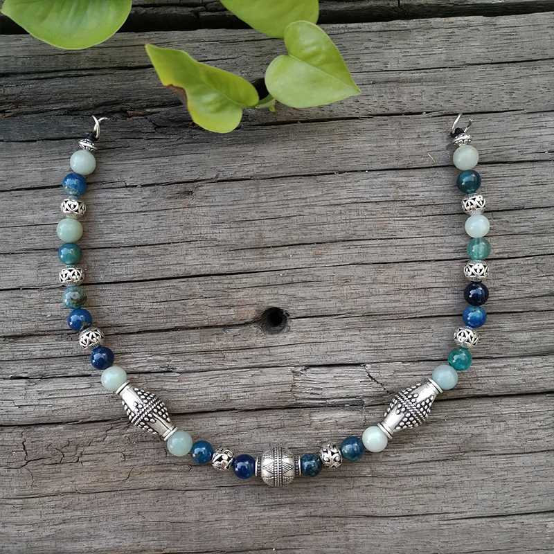 Этнические Каменные Бусы синий оникс Амазонит керамические бусины уникальные