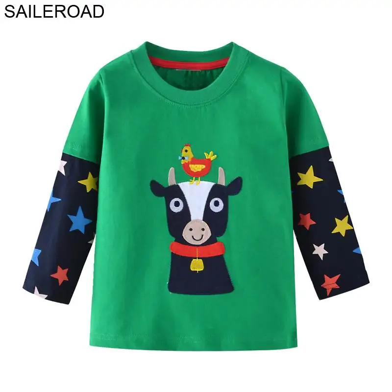 SAILEROAD 2-7Year Дети Дети Одежда с длинным рукавом Осень года Мультфильм Cat Девушки Топы Тис Одежда для девочек Топы с длинным рукавом - Цвет: 5424 same picture