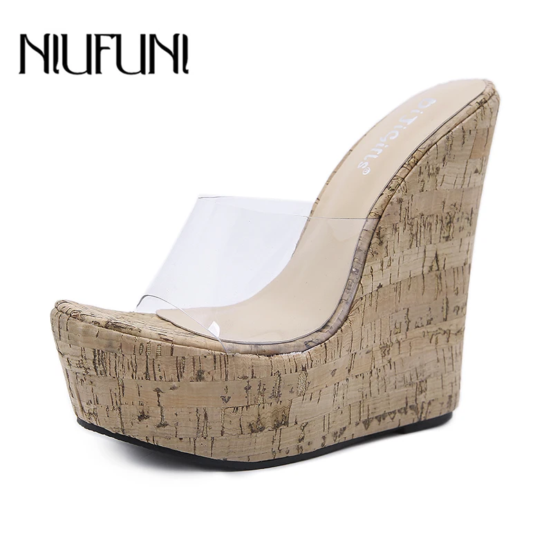 Шлепанцы из ПВХ с открытым носком Прозрачные женские босоножки Сандалии