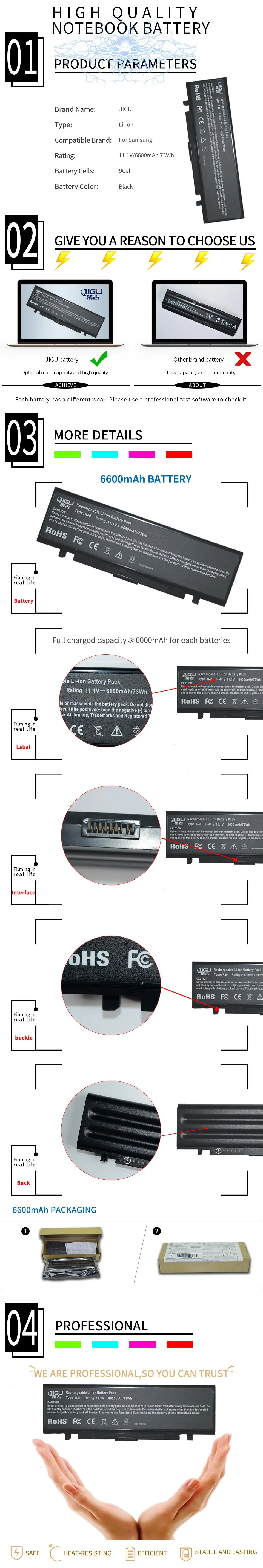 JIGU ноутбука Батарея для samsung NP-P50 NP-R40 NP-R45 NP-R70 NP-P60 NP-R65 NP-X60 P460-42P P460-44P P460-AA02 P460-AA01 11,1 V