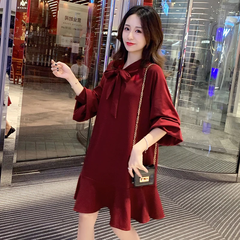 2020 весенние туфли с длинными рукавами-фонариками для беременных шифоновое