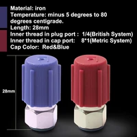 2pcs red blue r12 to r134a conversion adapter highlow voltage ac fitting 14 to 8v1 thread for auto air conditioning