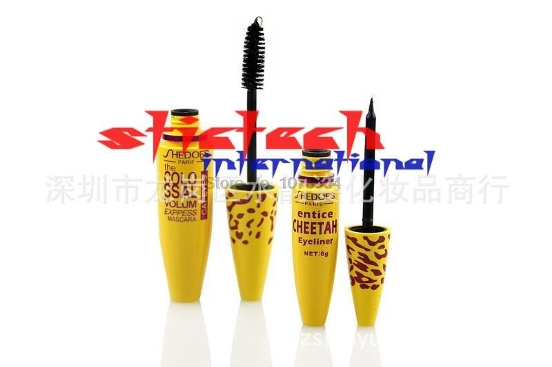 by ems or dhl 100sets High Quality Professional Make up Set Leopard Colossal Black Mascara + Liquid Entice Cheetah 2 in 1 set |