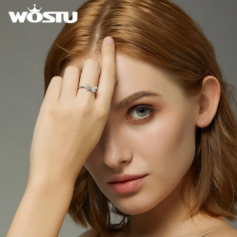 WOSTU 100% Настоящее 925 пробы серебряные кольца в виде бабочки для женщин хит продаж