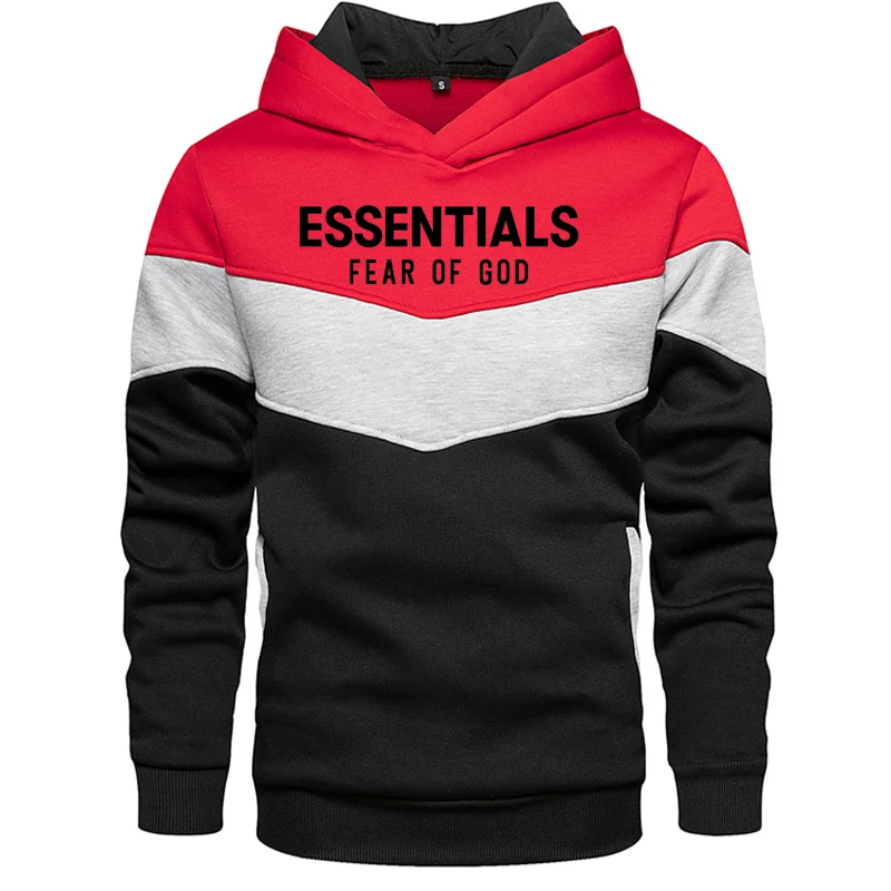 

Spring and Autumn New Men's Stitching Hoodie Letter Print Pullover Fashion Hip-Hop Wear O-Neck Casual Wear Jogging Sports Hoodie