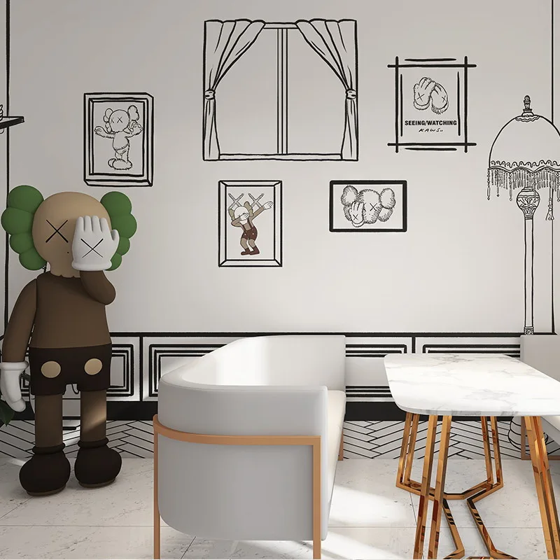 3D двухмерный шрифт убить молока чайный магазин черно-белые Мультяшные обои