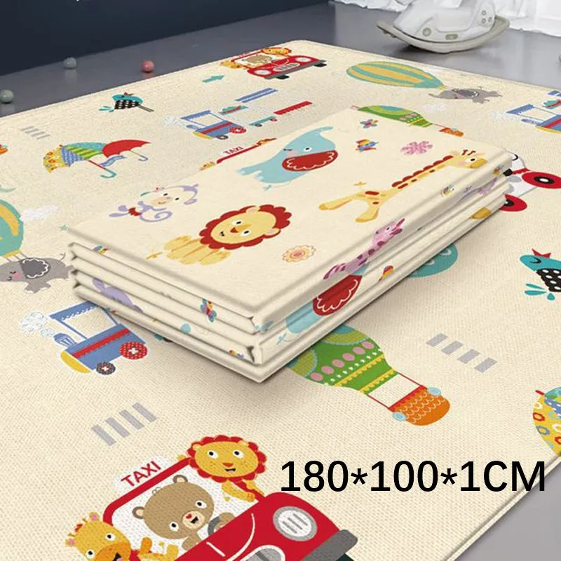 Складной Игровой Коврик для новорожденных детей, игрушки, двойная сторона, без бисфенола, нетоксичный пенопласт, детский игровой коврик, толстый большой двусторонний Коврик для ползания - Цвет: 100X180CM