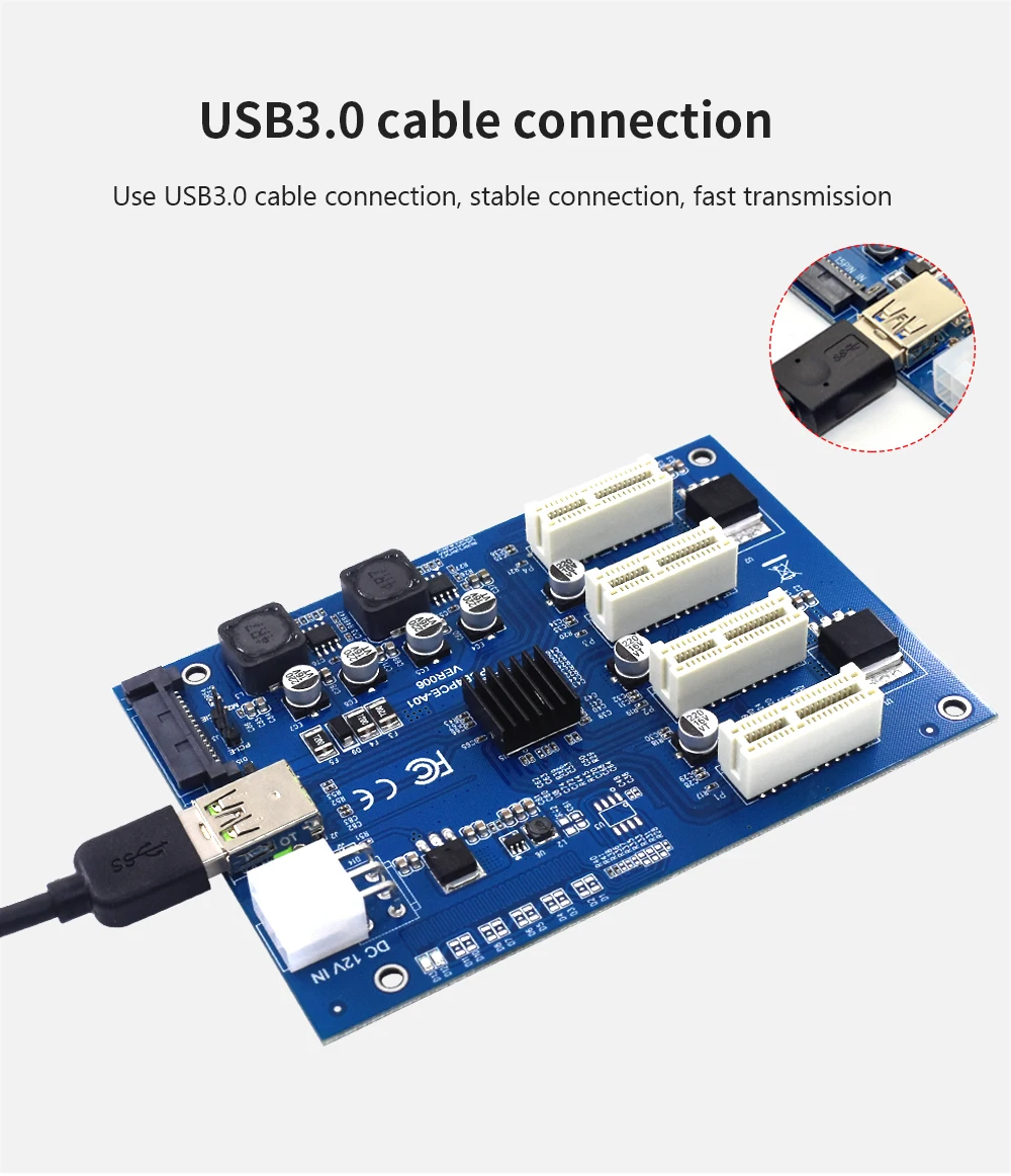 TISHRIC PCI Express множитель PCIE 1 до 4 портов 1x плата адаптера для майнинга с Райзер 009s/009s