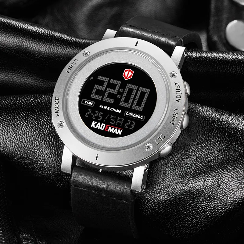 Мужские часы KADEMAN спортивные водонепроницаемые со светодиодным дисплеем до 30