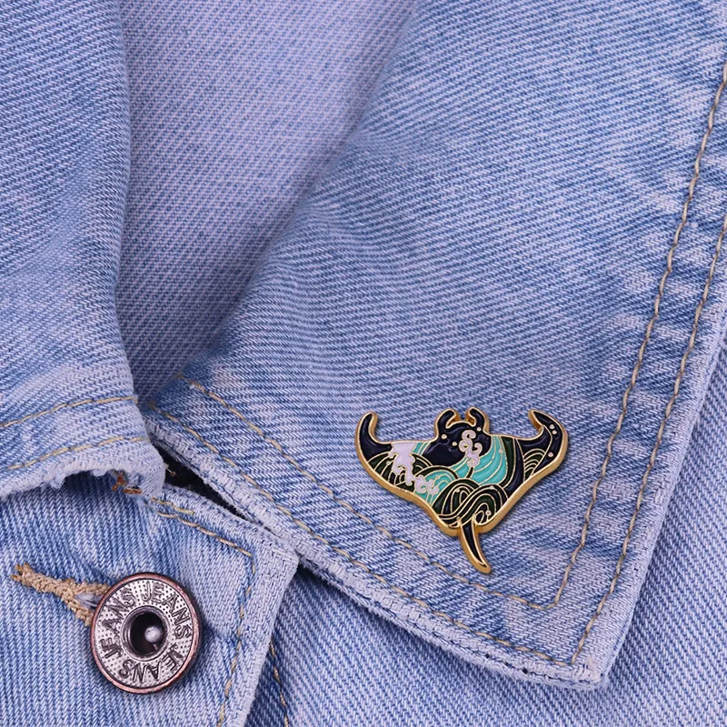 Маджестическая брошь Манта-Рей психоделические и прекрасные существа морской