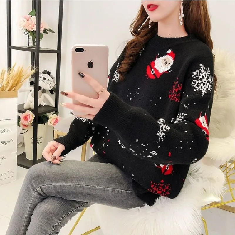 

cardigans for women 2020 fashion Christmas sweater women loose students new foreign style snowflake cartoon fashion sweater