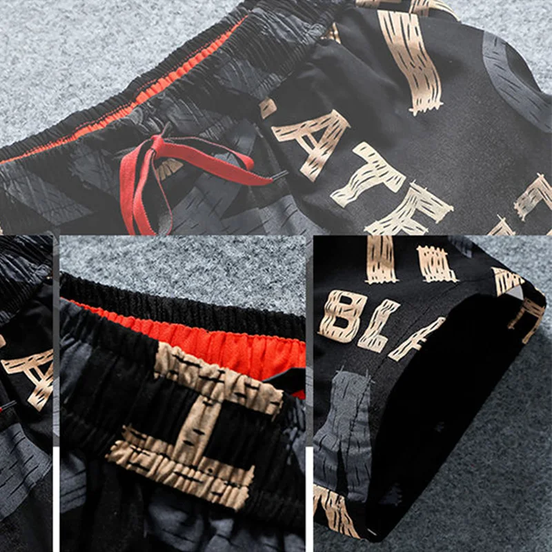 

Beach Shorts Men's Sports 5 Points Big Pants Summer Quick Dry Breathable Print Letter Loose Pockets Casual Board Shorts Male