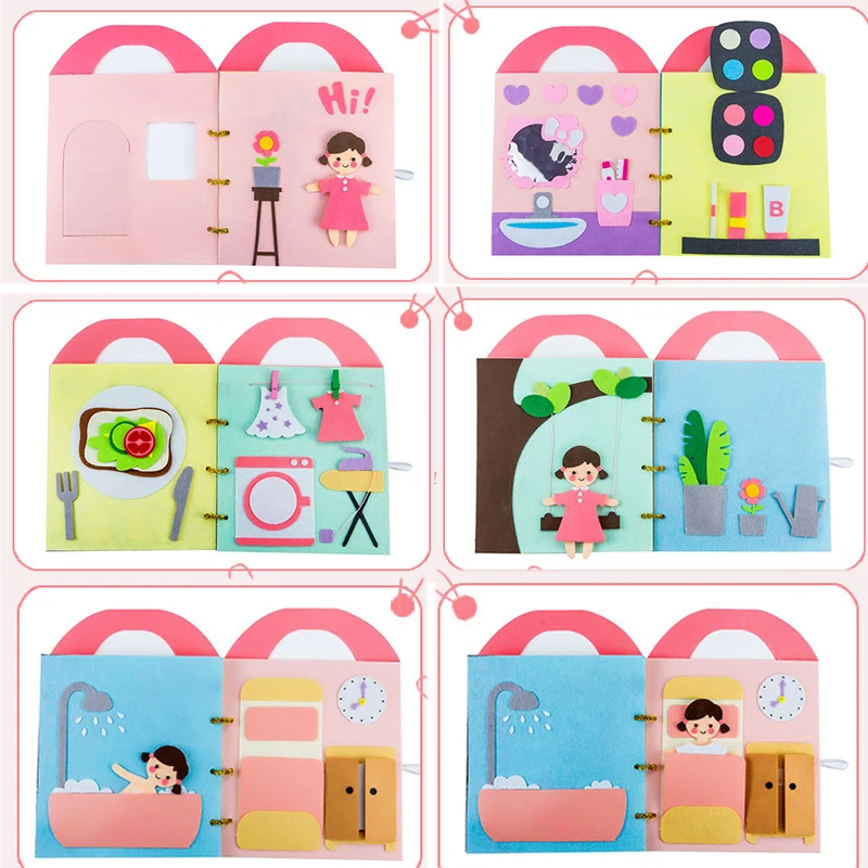 Тканевые книги для игрушек Интерактивная развивающая книга Монтессори тканевая