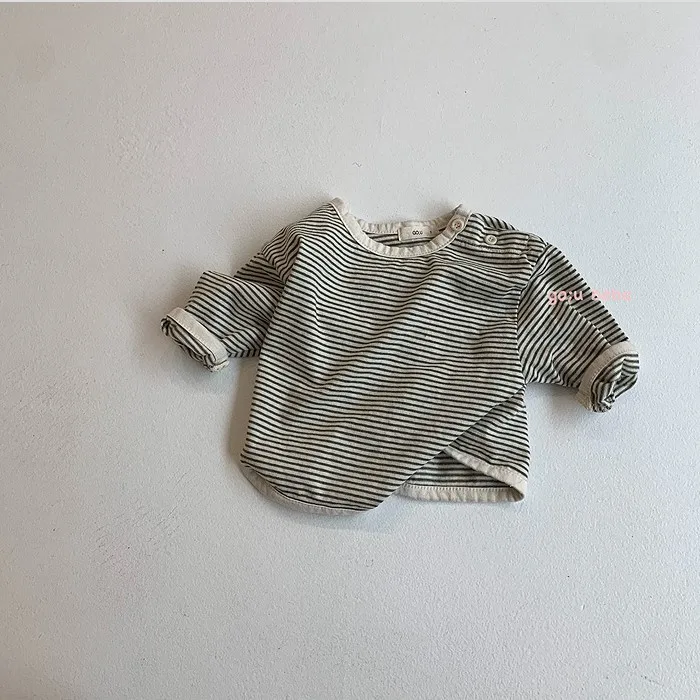

2021 Babys Spring Striped T-shirt Children Long Sleeve Crew Neck Top