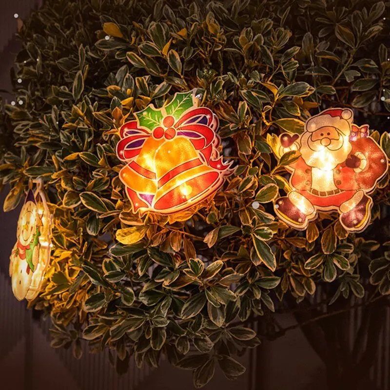 Рождественская Декоративная гирлянда светодиодная с Санта-Клаусом снежинками