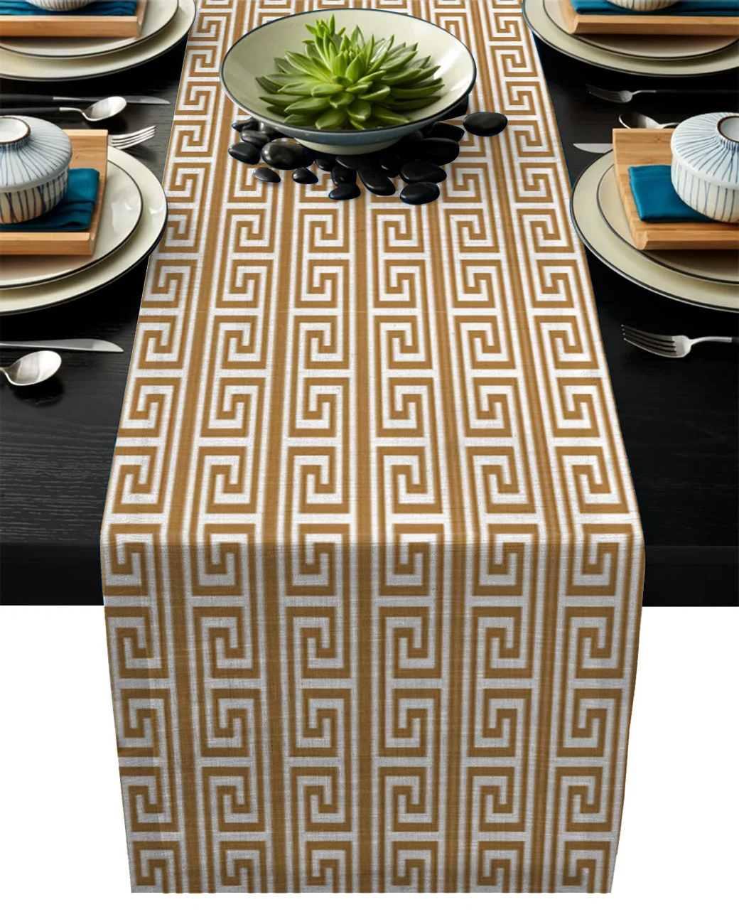 

5Size Zigzag Retro Decoration Ethnic Table Runner Linen Cotton Table Flag Modern Party Wedding Decor Dinning Table Runners
