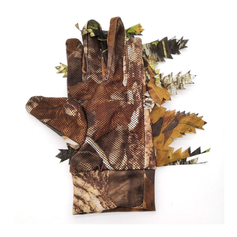 Outdoor Hunting Camouflage Breathable Gloves 3D Leaves Full Finger Handwear For Photography | Спорт и развлечения