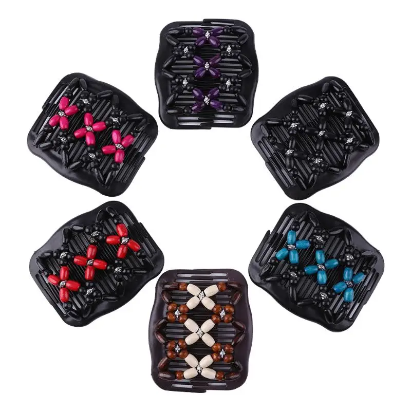 Женская эластичная заколка для волос не занимает места деревянные бусины в пучок