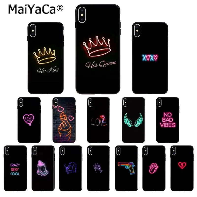 MaiYaCa черный фон флуоресцентные неоновые высококачественный чехол для телефона
