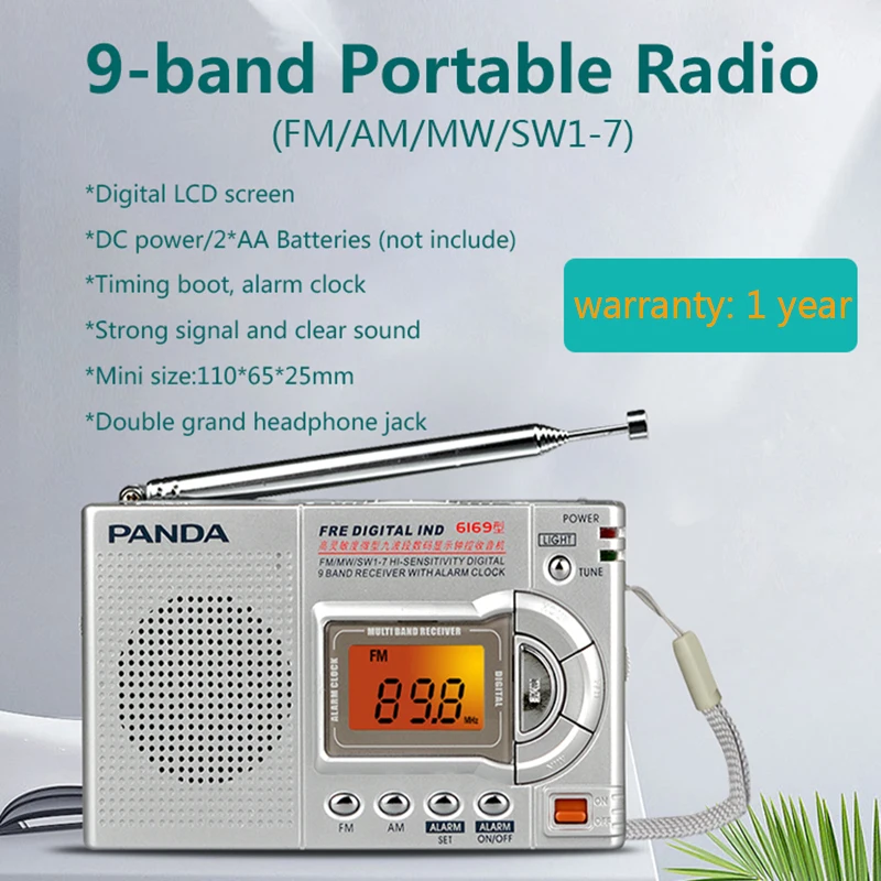 Цифровой FM AM радио MW и SW с наушниками Built-in Speaker ЖК-экран ночной Светильник Walkman для