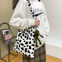 korean version of ins western girl cute cow 2021 plush bag student messenger bag soft girl shoulder bag female bags for women
