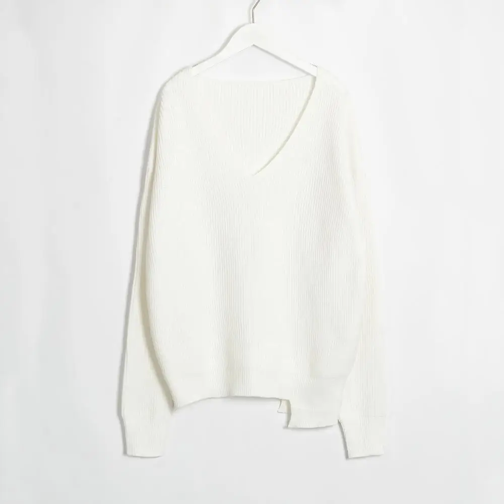 Wixra 2020 Новый базовый однотонный осенне-зимний свободный свитер с v-образным