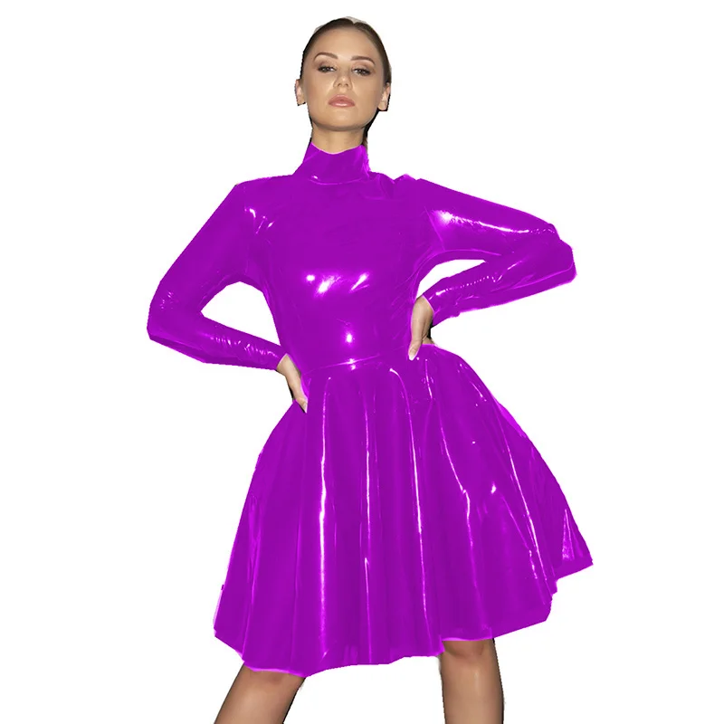 Женское плиссированное платье с высокой талией элегантное клетчатое виниловое