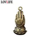Медные складные подвески Будды в виде рук, украшения для буддистских ключей на удачу, металлический брелок для ключей