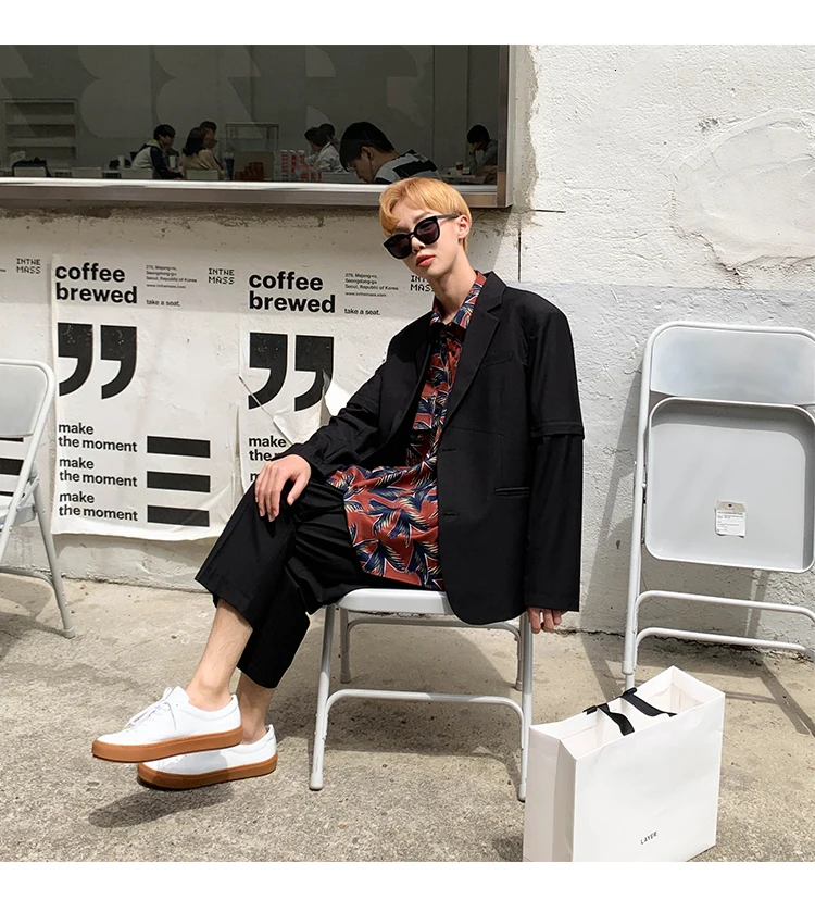 Летняя новая Корейская версия свободного кроя Harajuku тренд студенческий Бизнес Повседневный съемный блейзер с рукавами