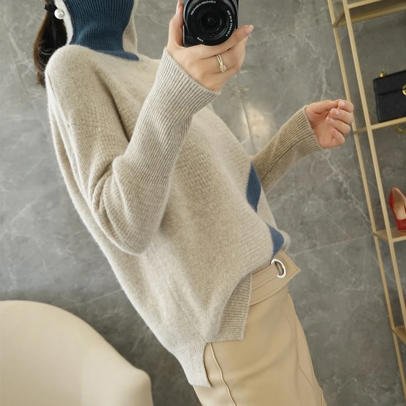 adohon 2020 woman winter 100% Cashmere sweaters autumn knitted Pullovers High Quality Warm Female thickening Turtleneck