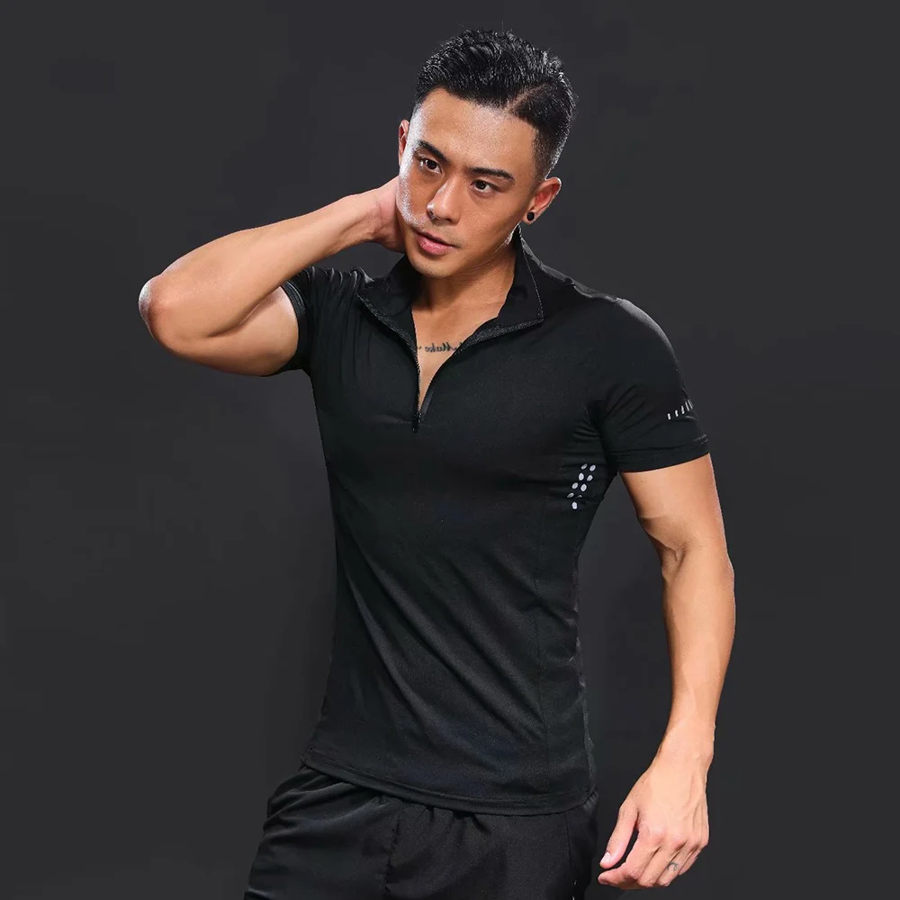 

2021 gym sport t shirt men rashgard quick drying fit running t shirt men fitness tshirt elastic sport basketball sport tshirt