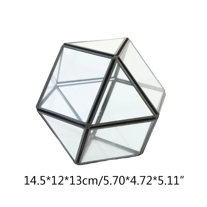

Clear Glass Geometric Terrarium Succulents Container Modern Tabletop Balcony Planter Window Sill Decor Flower Pot Display Box