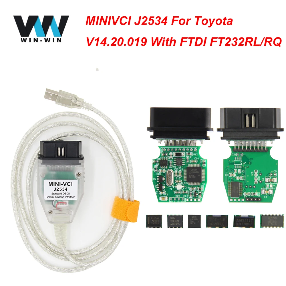 Последняя версия v12.20.024 мини VCI интерфейс для TOYOTA ТИС Techstream minivci FT232RL чип J2534 OBDII OBD2 инструменту диагностики