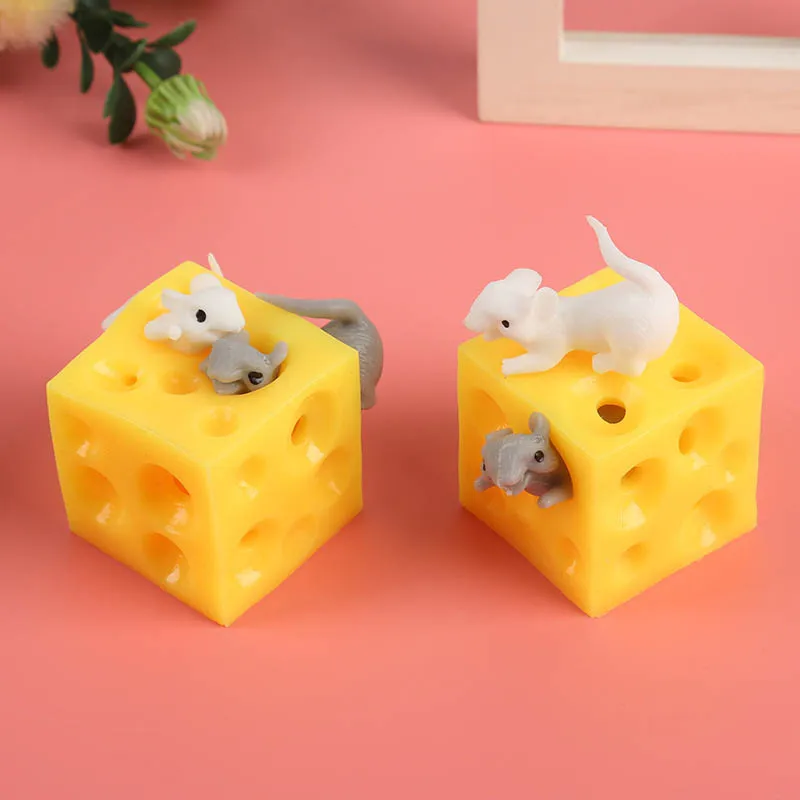 

Mouse and Cheese Toy Sloth Hide and Seek Stress Relief Toy Squishable Figures And Cheese Block Stressbusting Fidget Toys