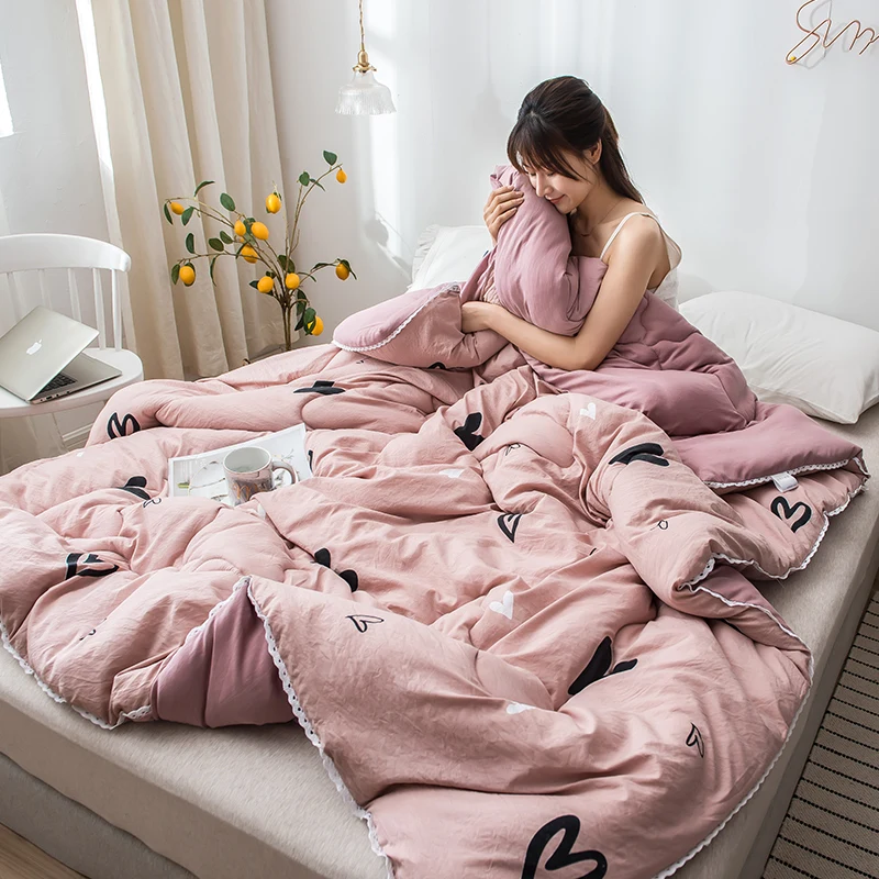 

SF Cartoon Style Washed Cotton Duvets Bed Covers 3-5kg Weight 4 Seasons Comforter Super King Twin Size Summer Quilt Blanket
