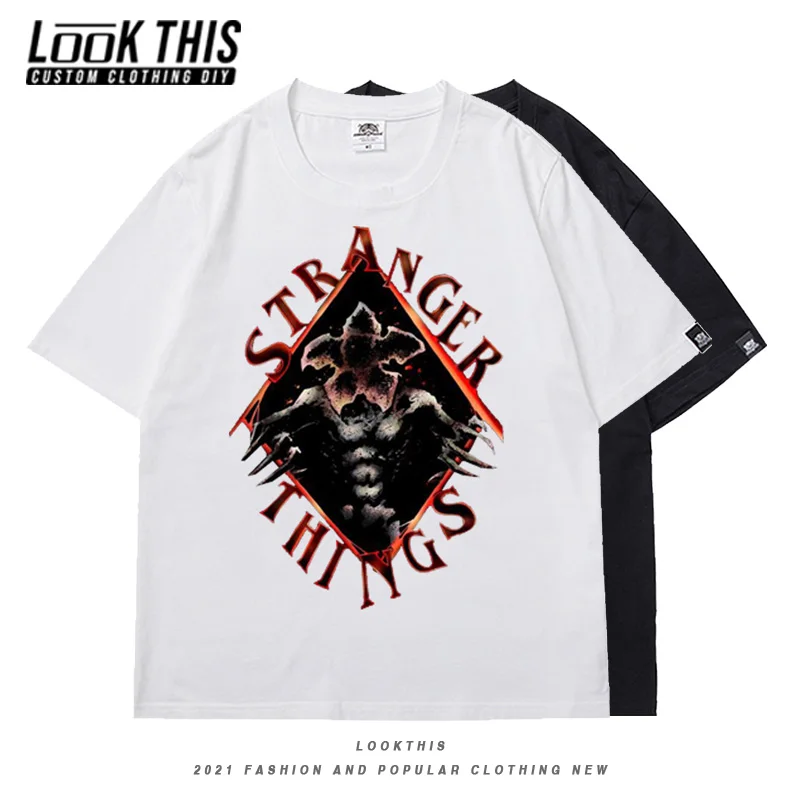 

Stranger Things Y2k E Girl Top Woman Oversized T-shirt 2021 Summer Anime Letter Cool Loose Women's T-shirt Loose Streetwear Tee