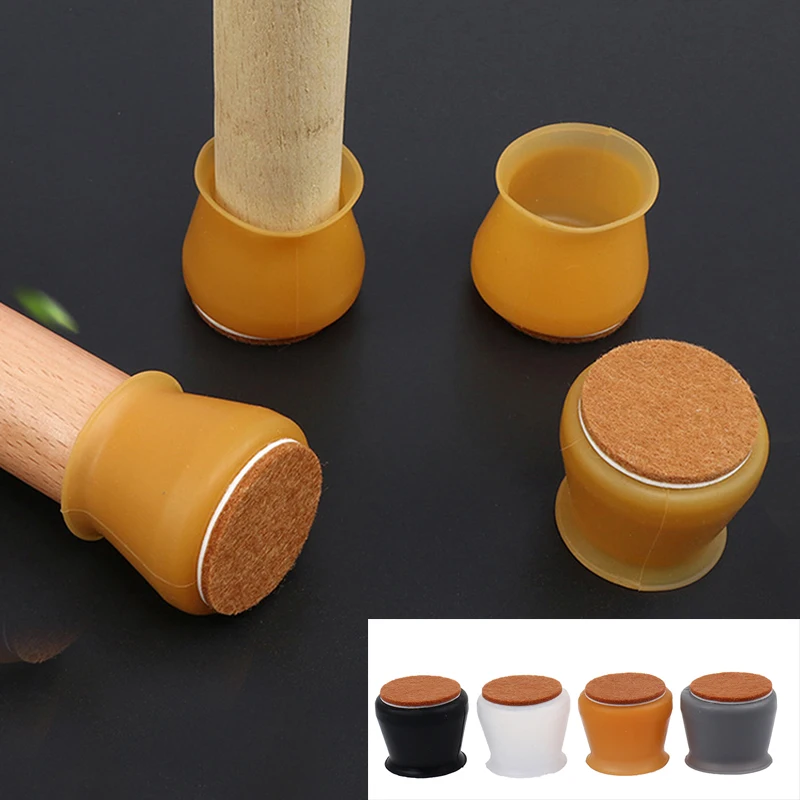 

4/8PCS Silicone Table Chair Leg Covers Felt Cap Pad Tension Anti-slip Protectors Cover