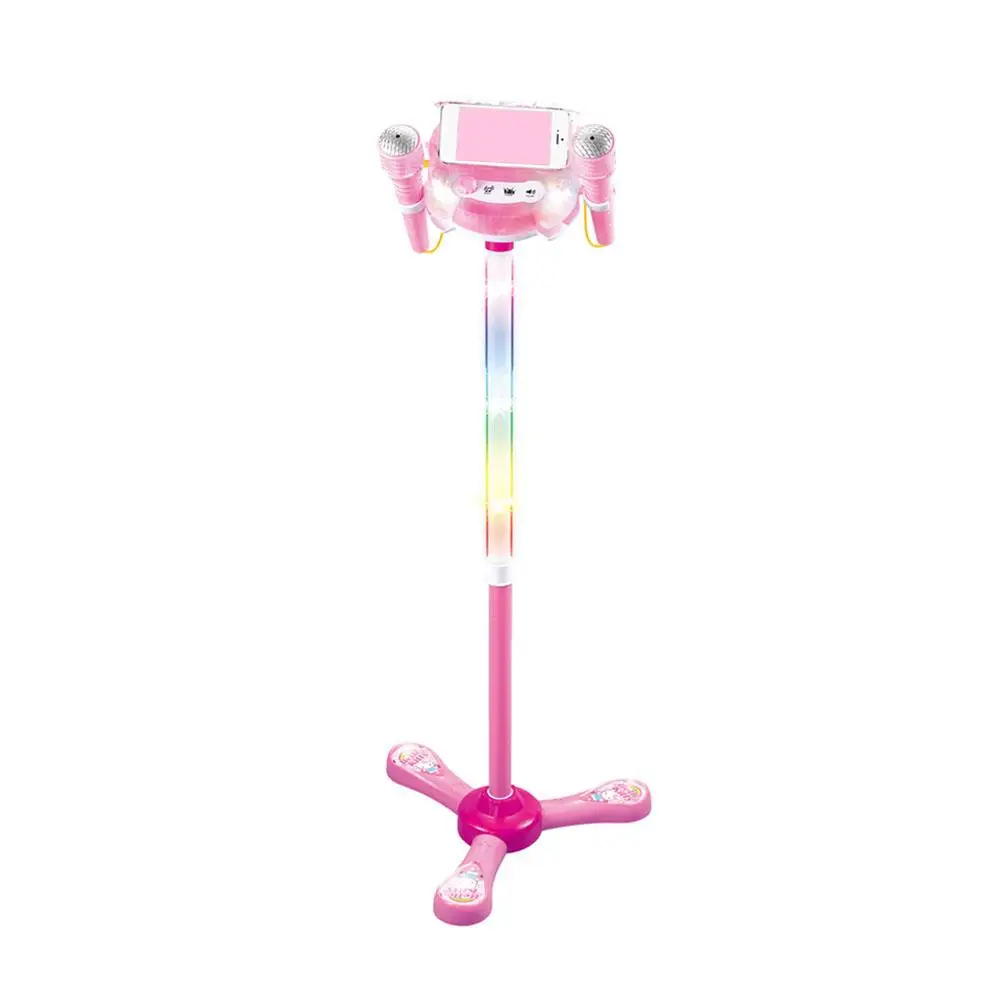 Детская караоке машина с 2 микрофонами и регулируемой подставкой игрушечный