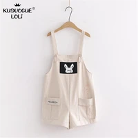 cute bunny overalls for sweet girls women rompers students college teens rabbit carrot kawaii japanese beige black jumpsuits new
