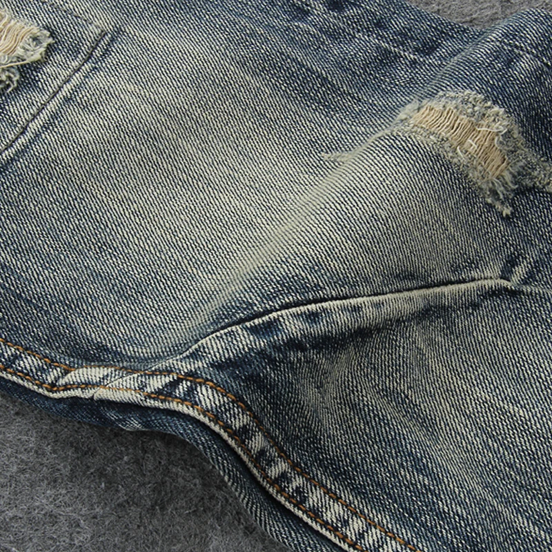 Модные мужские джинсы в итальянском стиле высококачественные облегающие рваные
