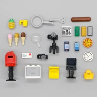 building blocks city accessories house chair letter box clock bricks toys camera chair mobile phone friends food magnifier house