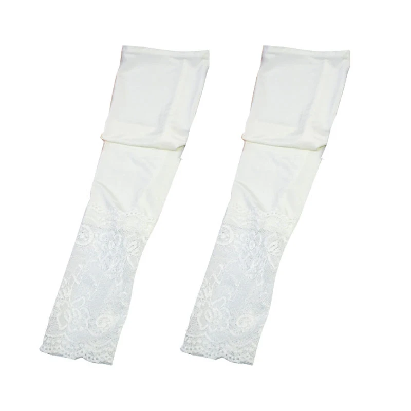 

Thin Style Lace Ice Sleeves Summer Breathable Solid Outdoor Fake Cuffs Stitching Arm Guard Sleeves Sun Protection Arm Covers